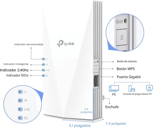 Miniatura 4 de TP-Link Extensor Amplificador de Internet AX1800 WiFi 6, cubre hasta 1500 pies cuadrados y 30 dispositivos, repetidor amplificador de señal