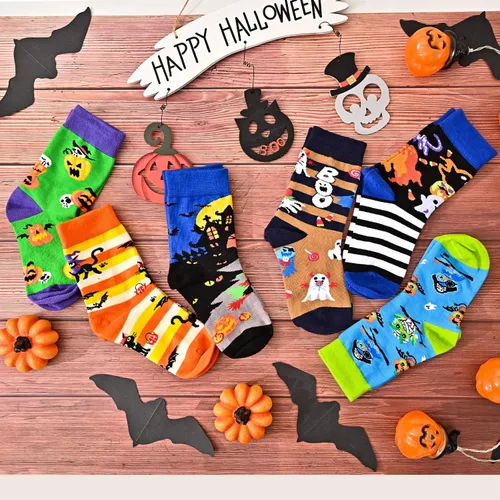 Miniatura 8 de Dsia Zamur Calcetines para niños y niñas, paquete de 4 a 6 unidades + caja de regalo, novedosos calcetines de pantorrilla coloridos para niños de 2