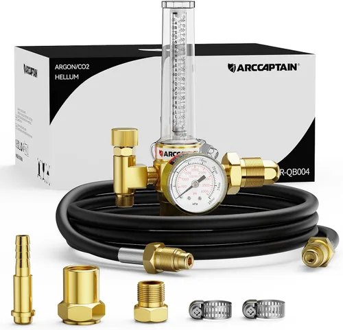 ARCCAPTAIN Regulador de argón/CO2/helio con manguera de soldadura de gas inerte de 8.2 pies, medidor de flujo MIG y TIG, regulador de gas con