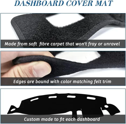 Miniatura 3 de Cubierta del Tablero Alfombrilla Tapete Compatible con Dodge Ram 1500 2500 3500 de 1998 1999 2000 2001 (Negro)