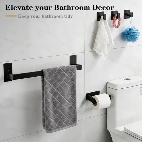 Miniatura 5 de Juego de 5 piezas de accesorios de baño autoadhesivos -SUS304 de acero inoxidable, toallero incluye toallero de 16 pulgadas, soporte para papel