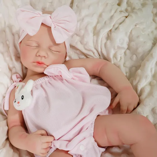 Miniatura 4 de Muñecas de Bebé Reborn Que Parecen Reales - 18.5 pulgadas de Cuerpo Completo de Silicona Bebé Niña Durmiendo con Cara Hecha a Mano Detalles