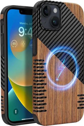 Miniatura 29 de Funda magnética ZZDZZ compatible con iPhone 14 Plus [Compatible con Magsafe] Diseño de cuero premium TPU híbrido a prueba de golpes (Negro)