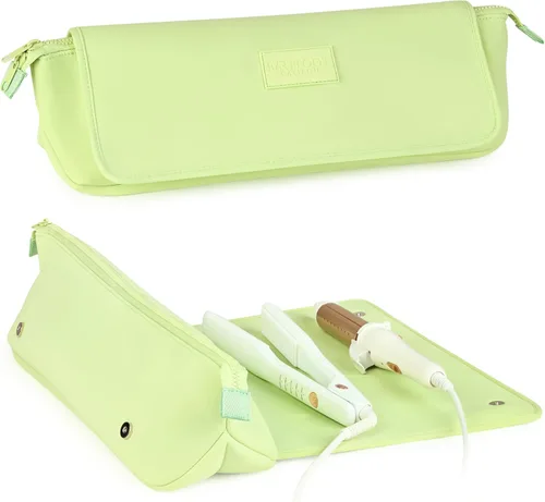 BAREFOOT CARIBOU Bolsa de viaje para herramientas para el cabello y alfombrilla resistente al calor para planchas, alisadoras, rizadores y