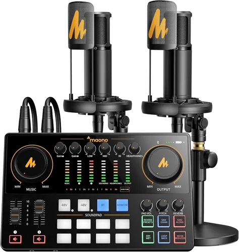 Miniatura 14 de MAONO Paquete de equipos de podcast: mezclador de interfaz de audio con entrada XLR dual para transmisión de podcasts - MaonoCaster E2 Gen2
