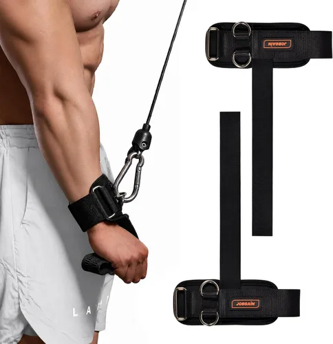 1 par de correas de levantamiento de pesas con anillos en D para entrenamiento de máquina de cable, correas acolchadas de neopreno para