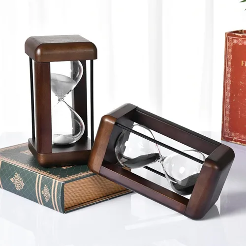 Miniatura 2 de Temporizador de arena, reloj de arena de 30 minutos, reloj de arena decorativo grande de madera maciza, cristal de hora con arena, utilizado