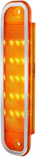 Miniatura 3 de United Pacific 15 luces LED ámbar con borde de acero inoxidable, compatible con Chevrolet Truck 1973-80