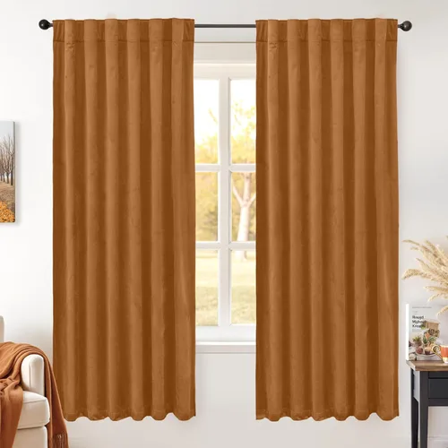 Miniatura 37 de BGment Cortinas de terciopelo rosa polvoriento, 2 paneles de 84 pulgadas, 2 paneles para sala de estar, aislamiento térmico de lujo, reducen
