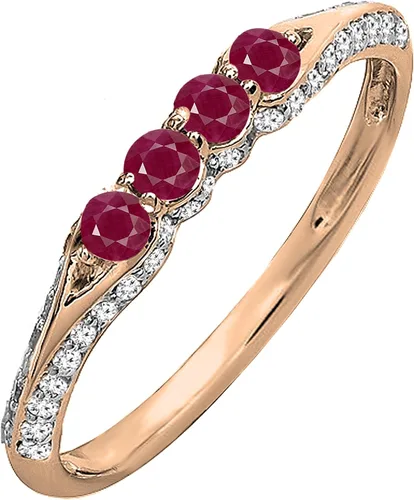 Miniatura 7 de Dazzlingrock Collection Anillo de boda redondo de rubí y diamante blanco apilable para mujer en oro