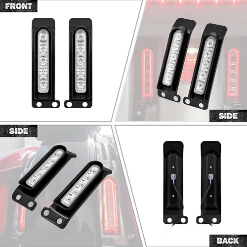 Miniatura 8 de Insertos de soporte para alforjas LED, panel de relleno para luz auxiliar del guardabarros, luces de freno y cola para Harley Electra Glide Road
