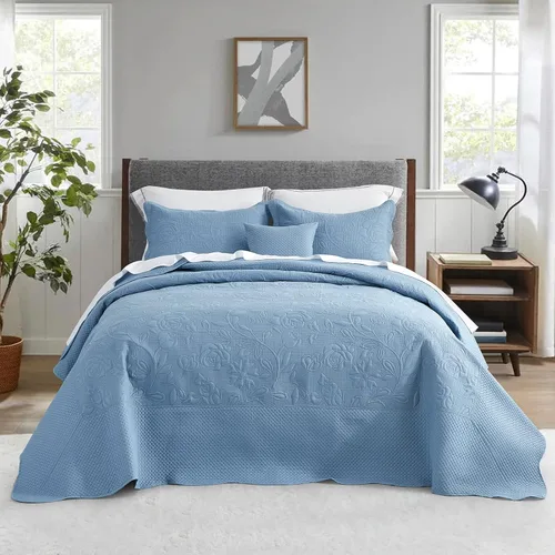Miniatura 29 de CHIXIN Juego de colcha extragrande tamaño King – Funda de cama ligera – Hermosas costuras – Colcha reversible de 5 piezas – Patrón de paisley