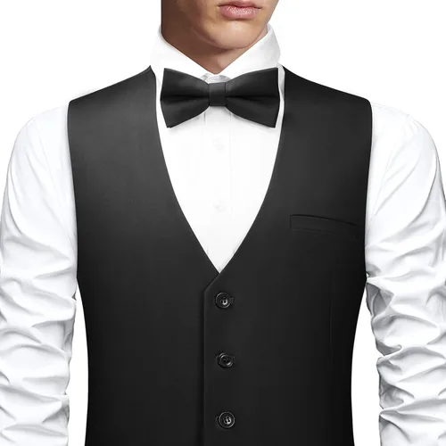 Miniatura 4 de FAIMO Suit Vest for Men Formal, Business Tuxedo Vest Bow Tie Pocket Square Set, Mens Dress Vest for Wedding(XS-4XL)