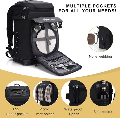 Miniatura 5 de Mochila enfriadora, mochila para 42 latas, a prueba de fugas, bolsa térmica aislada, mochila ligera para hielera, mochila de almuerzo
