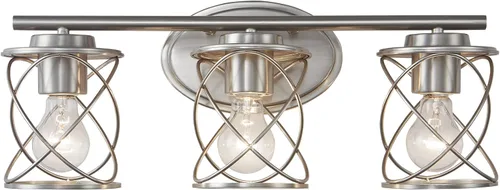 Miniatura 23 de mavcadonf Luces de Tocador de Baño de 2 Luces, Lámparas de Baño sobre el Espejo, Luz de Tocador Dorado Cepillado, Luces de Pared de Estilo Rústico