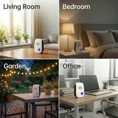 Miniatura 7 de Repelente ultrasónico de plagas, paquete de 10 unidades, enchufe electrónico para mosquitos, roedores, arañas, cucarachas, hormigas, seguro