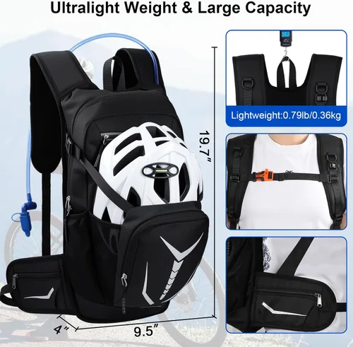 Miniatura 5 de Mochila de hidratación aislada con vejiga de agua de 3 litros, mochila de senderismo a prueba de fugas de 18 L, mochila de agua ligera para hombres