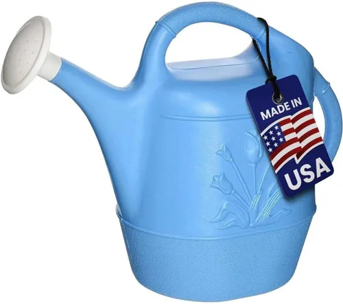 PMU Regadera de 2 galones, regadera de jardín para plantas de interior y exterior, lata de agua de plástico con cabezal de rociador desmontable,