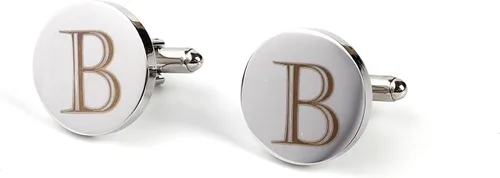 Miniatura 2 de Gemelos de acero con inicial de la A a la Z para hombre, con letras del alfabeto con caja de madera de nogal grabada, juego de regalo de boda