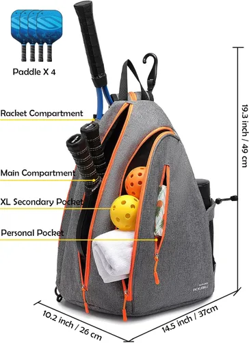 Miniatura 2 de Bolsas de pickleball para hombres y mujeres, bolsa de remo de pickleball deportiva, bolsa de pickleball ajustable con gancho para cerca, mochila