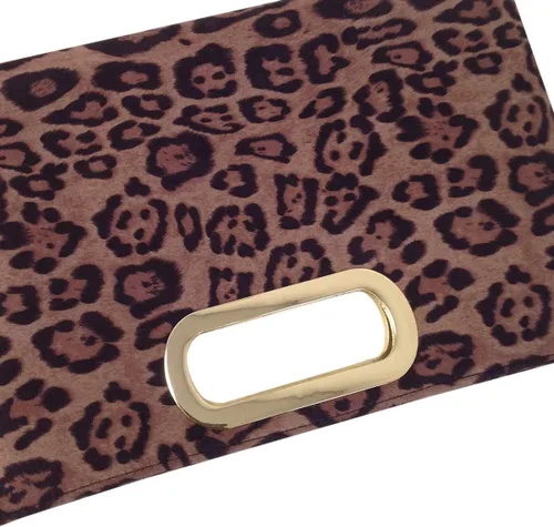 Miniatura 5 de JNB Embrague de leopardo pequeño con asa superior de ante sintético