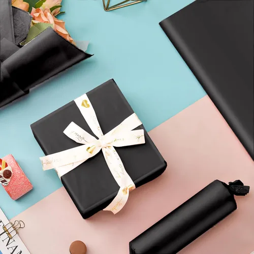 Miniatura 7 de 50 hojas de papel de seda negro para bolsas de regalo, papel de seda negro a granel para bodas, cumpleaños, proyectos de bricolaje, Halloween