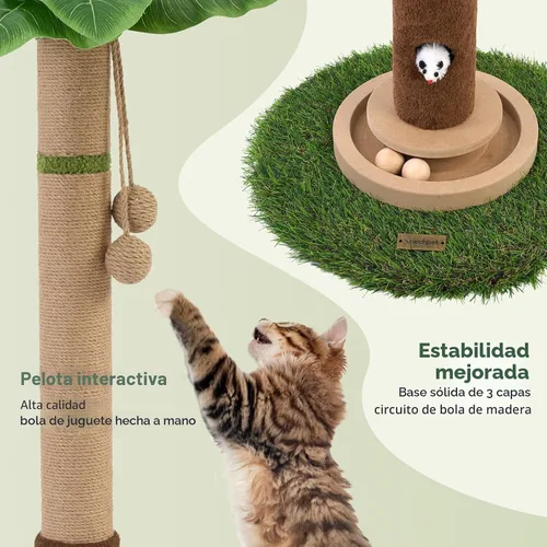 Miniatura 4 de Woochpet Poste rascador para gatos de 35 pulgadas de alto, torre rascador de árbol para gatos de interior con agujero para mouse de juguete