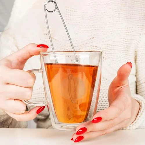 Miniatura 4 de Yinder 36 unidades de infusor de té a presión coladores más empinados para soporte de filtro de té suelto, pinzas y pinzas de metal más empinado