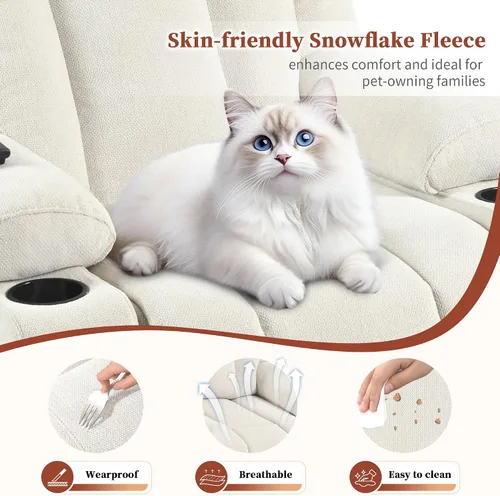 Miniatura 9 de cinkehome Sillón reclinable grande para ancianos, silla reclinable con reposapiés extendido, control remoto, portavasos, bolsillo lateral, forro