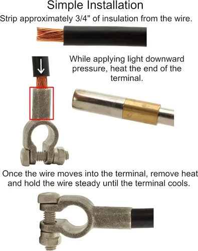 Miniatura 6 de Fastronix - Terminal de cable de batería sin crimpado, terminales de 1/2 pulgadas, calibre 1 y 2, paquete de 2