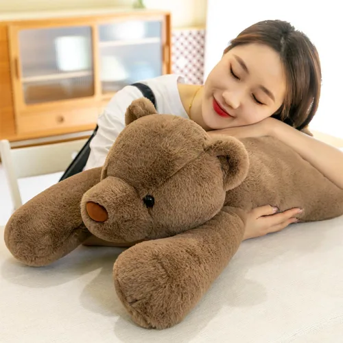 Miniatura 7 de SNOWOLF Animales de peluche de oso con peso, Almohada de peluche de oso marrón de 23.6", Juguetes de peluche súper lindos kawaii, Regalos