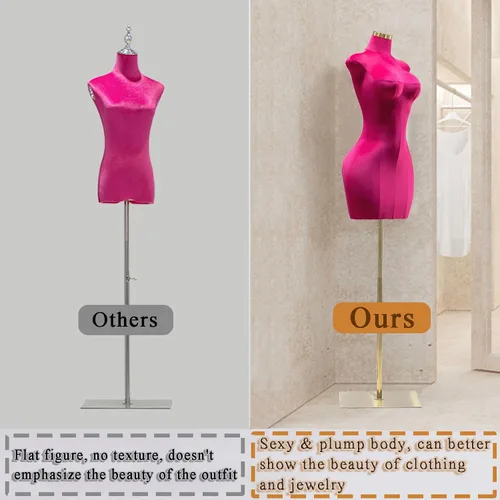 Miniatura 4 de Torso de maniquí femenino con curvas de tamaño grande, forma de vestido de cuerpo ajustable con base cuadrada de metal, pantalla de cuerpo completo