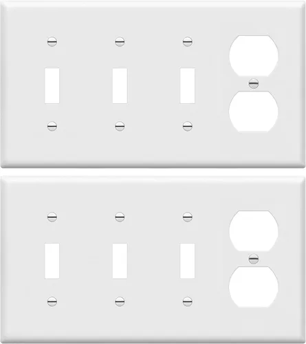 Miniatura 9 de ENERLITES Placa de pared combinada de triple palanca/salida de receptáculo dúplex individual, tamaño estándar, cubierta de interruptor de luz de 4