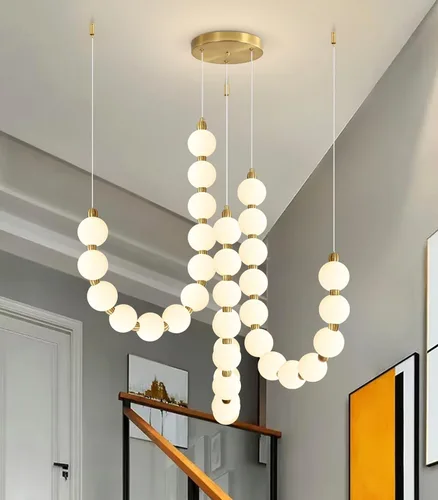 Miniatura 18 de Candelabros modernos LED regulables, bolas de acrílico, iluminación colgante de techo para sala de estar, comedor, dormitorio, luces colgantes