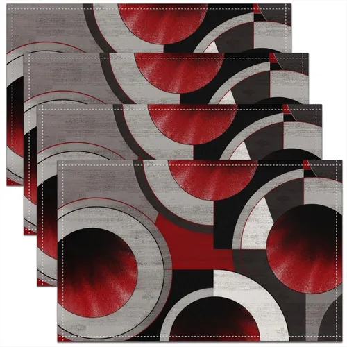 Miniatura 44 de Modern Circles - Juego de 4 manteles individuales de 12 x 18 pulgadas, patrón geométrico abstracto, decorativo, para niños, adolescentes y adultos