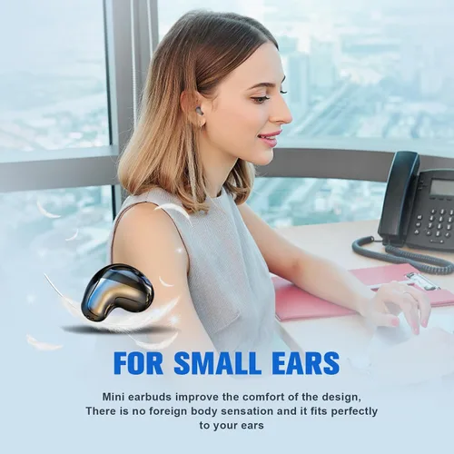 Miniatura 4 de Loluka Auriculares invisibles inalámbricos Bluetooth, discretos y pequeños ocultos con Bluetooth para el trabajo, auriculares inalámbricos