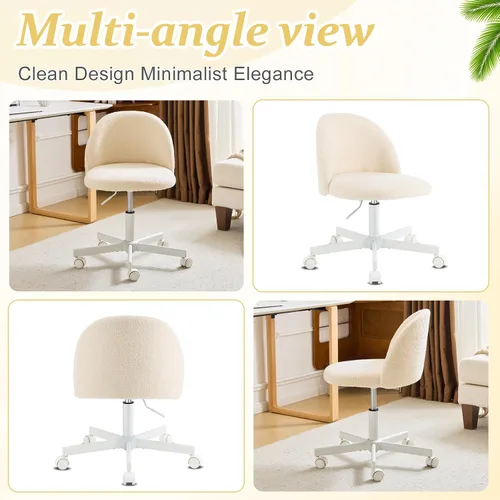 Miniatura 8 de VINGLI Silla Candy sin Brazos, Linda Silla de Escritorio, Cómoda Silla Pequeña de Oficina con Ruedas, Silla de Tocador con Soporte Lumbar, Silla