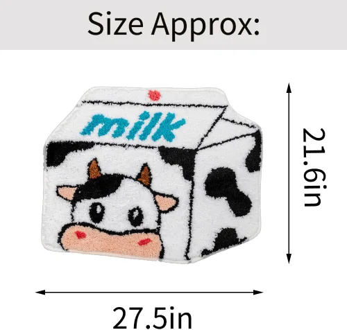 Miniatura 2 de ZSCYD-yingda1992 Alfombra de baño con forma de vaca lechera, animales en forma de caja de leche, antideslizante, bonita alfombra de baño