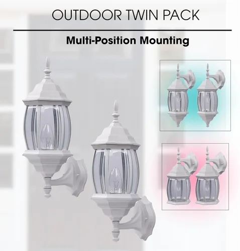 Miniatura 5 de Canarm IOL73TWH - Faroles para exteriores, paquete doble, color blanco