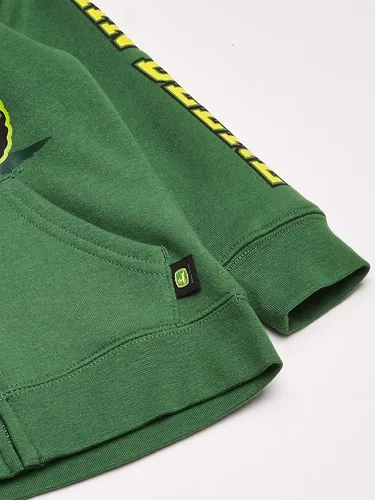 Miniatura 4 de John Deere Sudadera con capucha Tractor de vellón con cremallera frontal para niños pequeños, Negro