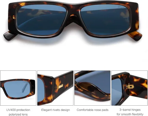 Miniatura 24 de SOJOS Gafas de sol polarizadas rectangulares Y2K de moda para mujeres y hombres, gafas de sol rave de diseñador de moda SJ2228