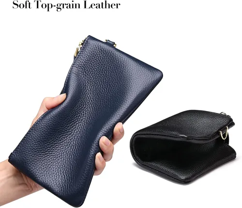 Miniatura 4 de GOIACII Cartera de cuero delgada con bloqueo RFID para mujer