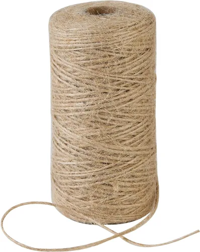 Cuerda de yute natural de 0.039 in, 328 pies para manualidades, regalos, proyectos de manualidades, envoltura, agrupación, embalaje, jardinería y