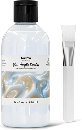 Miniatura 8 de Nicpro Barniz Brillante para Pintura Acrílica 4oz, Sin Amarilleamiento, No Tóxico, Anti-Agrietamiento, Barniz Acrílico Transparente para Artistas
