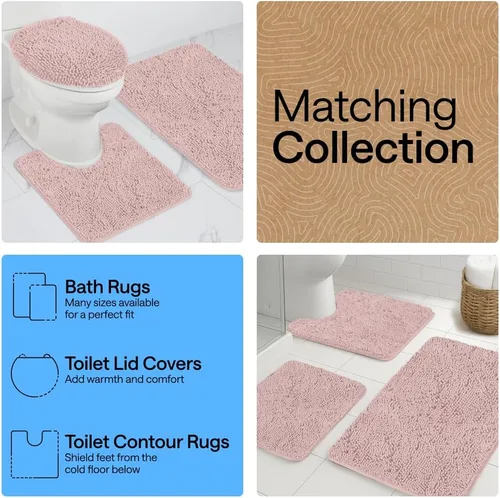 Miniatura 193 de Gorilla Grip - Tapete de baño de felpilla gruesa, suave y absorbente, secado rápido, de microfibra, con reverso de caucho, para piso de ducha, Nube