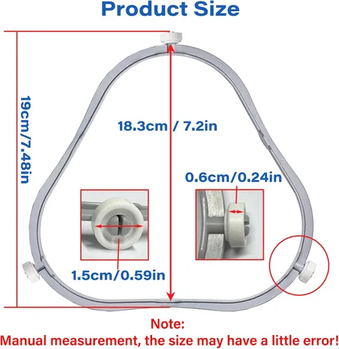 Miniatura 2 de 7.48 pulg. W11252182 Anillo de reemplazo de plato giratorio para microondas Whirlpool con rodillos 8206227 Soporte de charola de vidrio