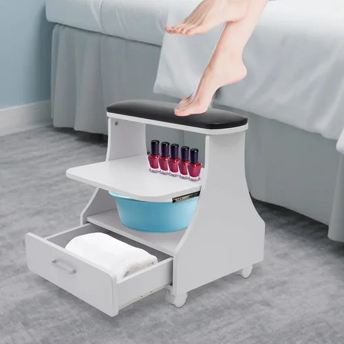Miniatura 5 de Carrito móvil de manicura y pedicura con asiento, taburete multifunción para baño de pies, organizador de almacenamiento con ruedas para salón