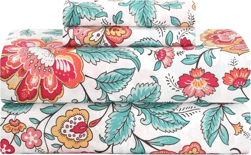 Miniatura 12 de Feather & Stitch - Juego de sábanas de 100 % algodón más suaves, ropa de cama de tejido percal de 300 hilos, bolsillo profundo de 16 pulgadas, Floral