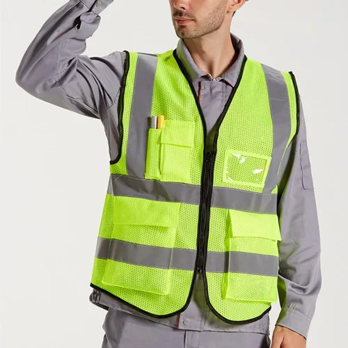 Miniatura 2 de XIAKE Chaleco de seguridad reflectante de alta visibilidad con 5 bolsillos para hombres y mujeres, chaleco de construcción de trabajo Amarillo