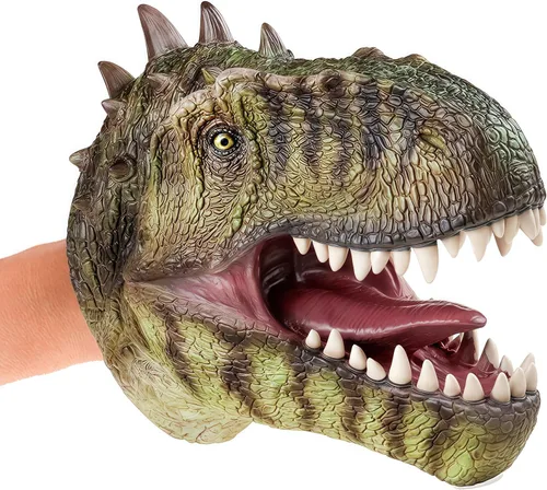 Miniatura 9 de Gemini&Genius Triceratops Marionetas de Mano de Dinosaurio Grandes de Goma Suave Realistas Divertidas y Aterradoras Cabeza de Dino Marionetas